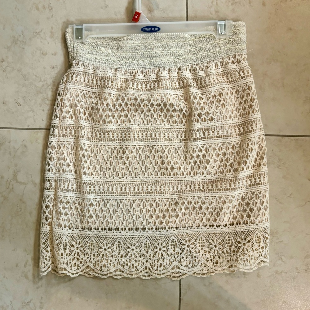 Sweet Journey Juniors Crochet Lace Boho Ivory Womens Small